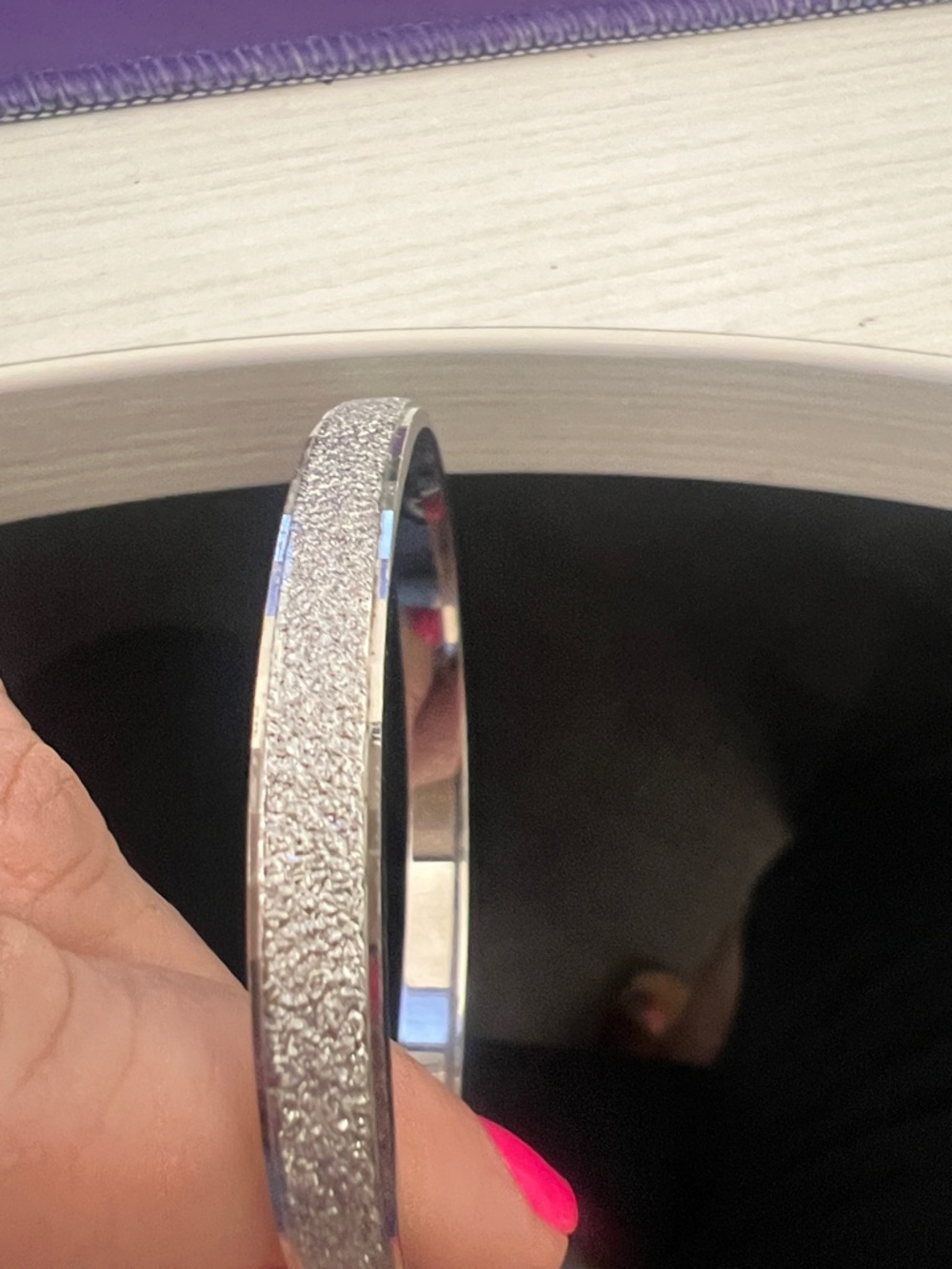 Silver Textured Bangle Bracelet
